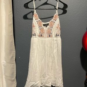 Lulu’s White & Floral Embroidered Mini Dress